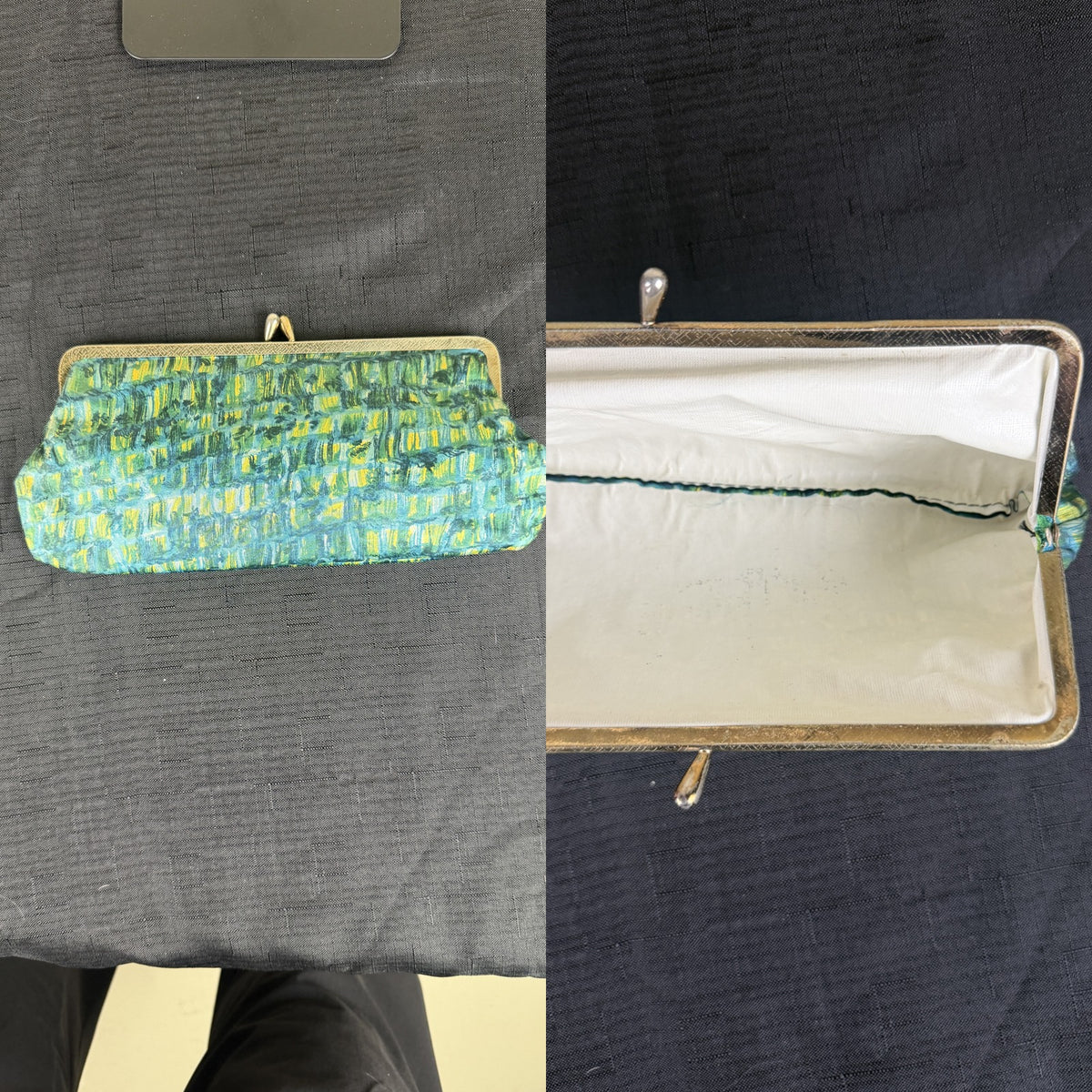 Multicolor Abstract Brushstroke Fabric Clutch with Gold-Tone Kiss-Lock Frame - photo 5