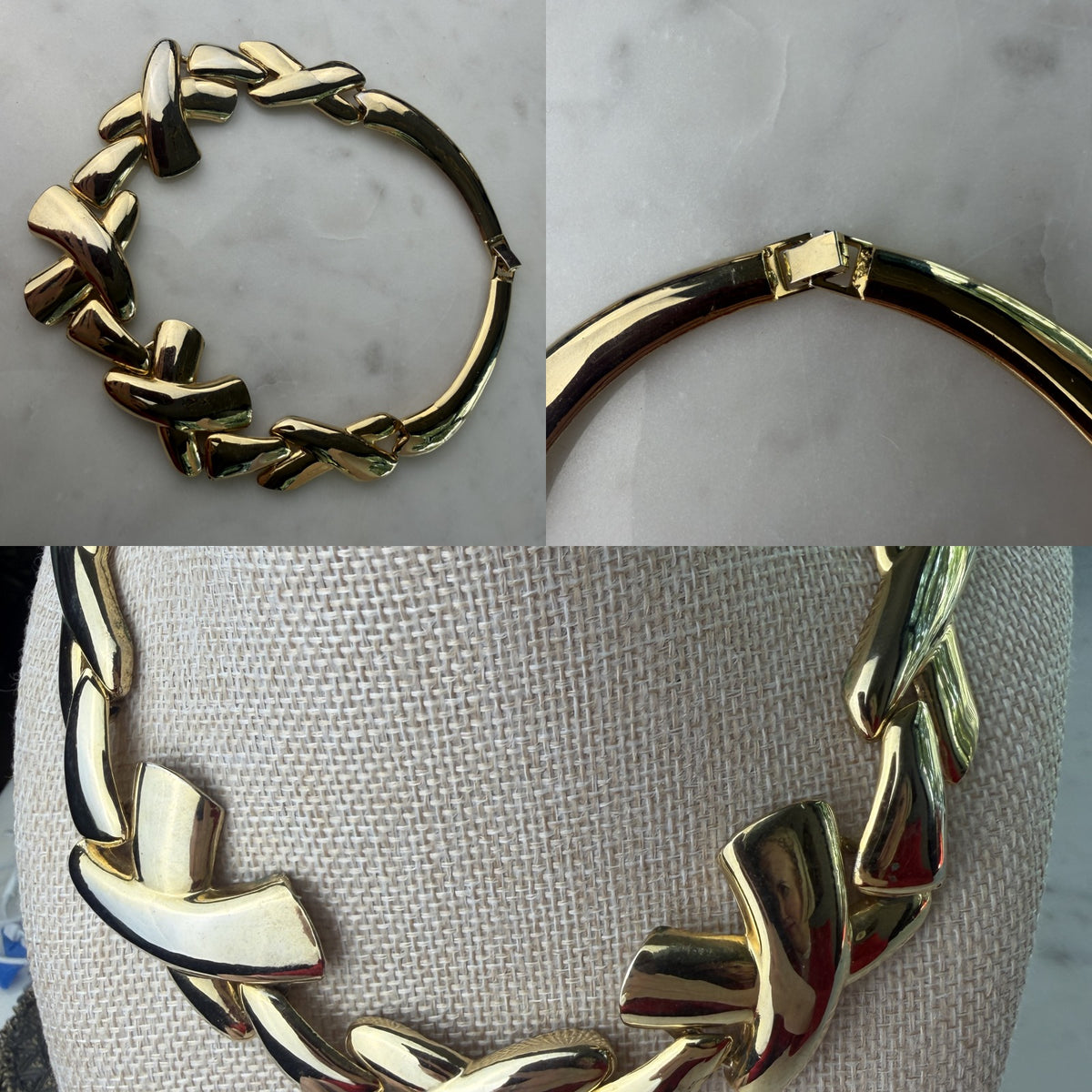 1980s Gold-Tone Statement Collar Necklace - photo 6
