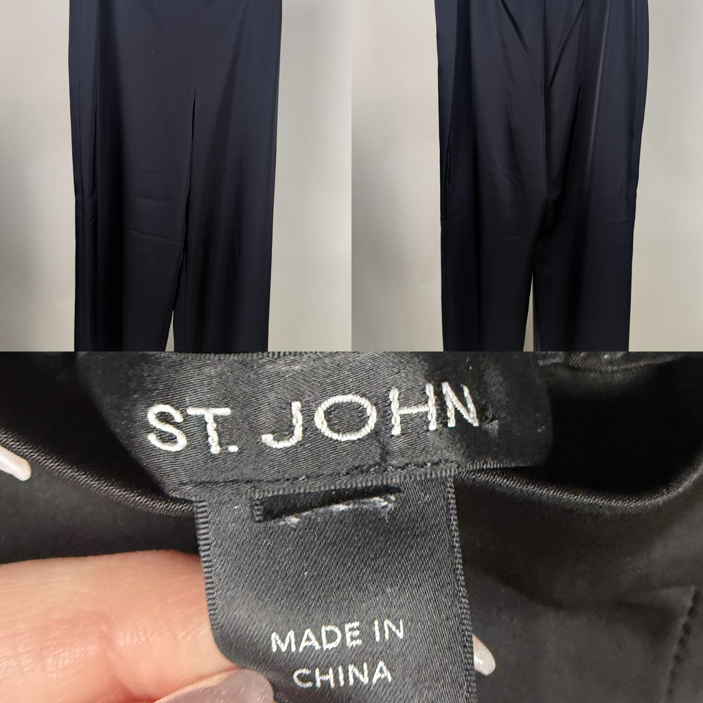 St. John Black Wide-Leg Pull-On Trousers with Hybrid Waistband - photo 6
