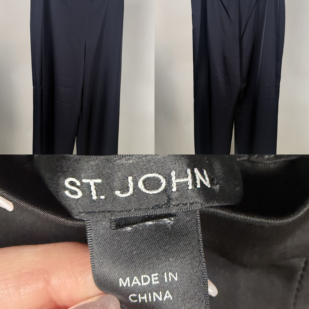 St. John Black Wide-Leg Pull-On Trousers with Hybrid Waistband - photo 6