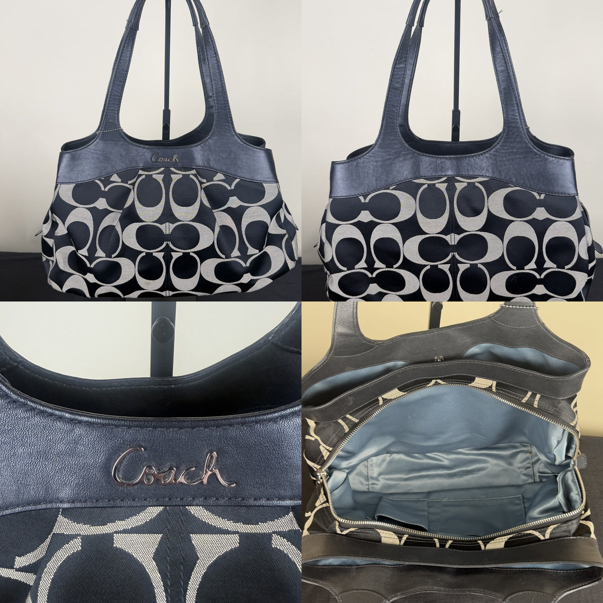 Coach Structured Tote Handbag in Black and White/Cream Jacquard - photo 6