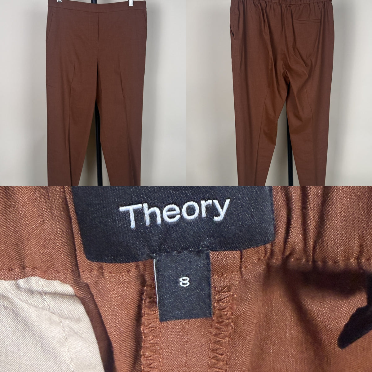 Theory Brown Tapered Pull-On Trousers - photo 6