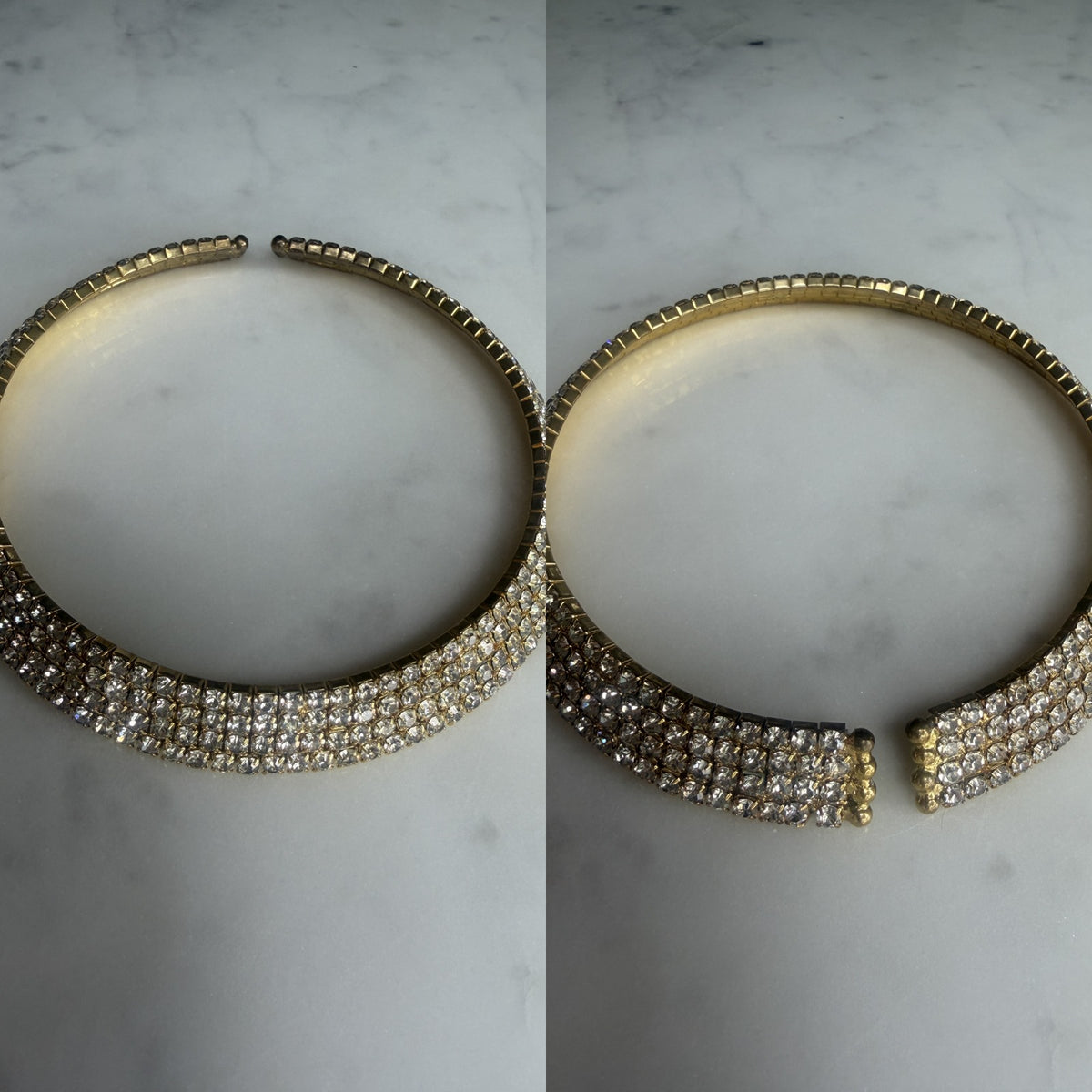 1980s Gold-Tone Rhinestone Choker Collar Necklace - photo 5