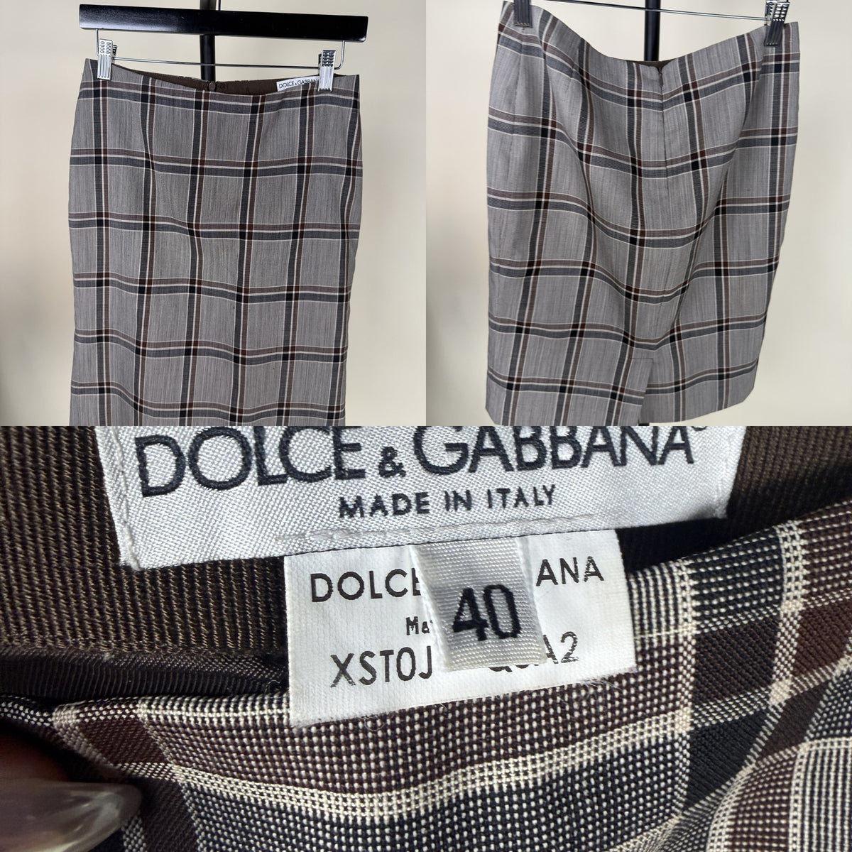 Dolce & Gabbana Grey Plaid Pencil Skirt - Wool-Like Fabric - photo 6
