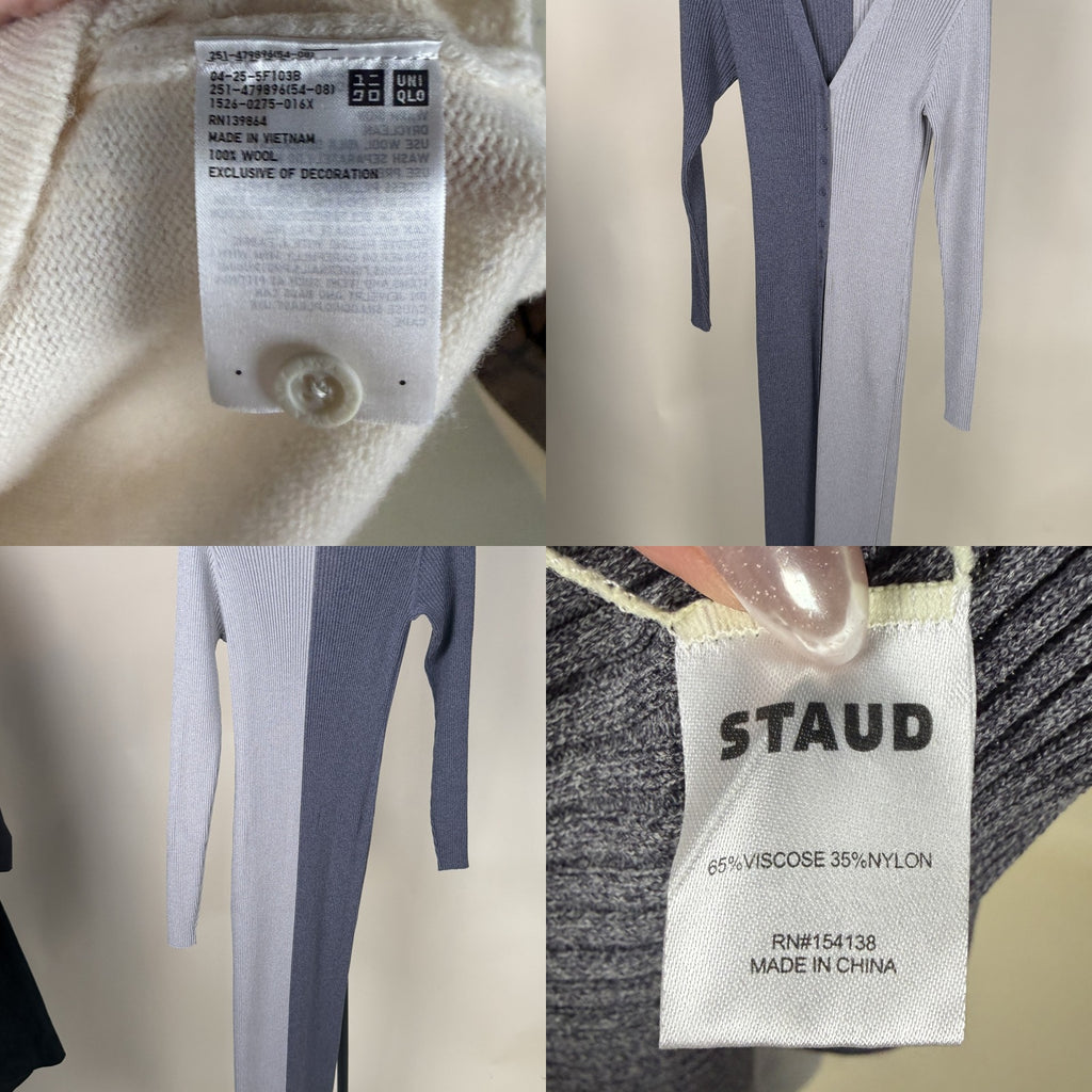 STAUD Two-Tone Ribbed Knit Maxi Dress in Dark Grey & Light Grey - photo 6