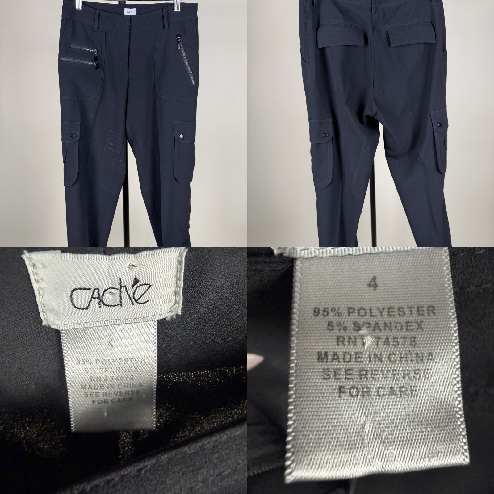 Caché Black Cargo Trousers - 95% Polyester / 5% Spandex - photo 6