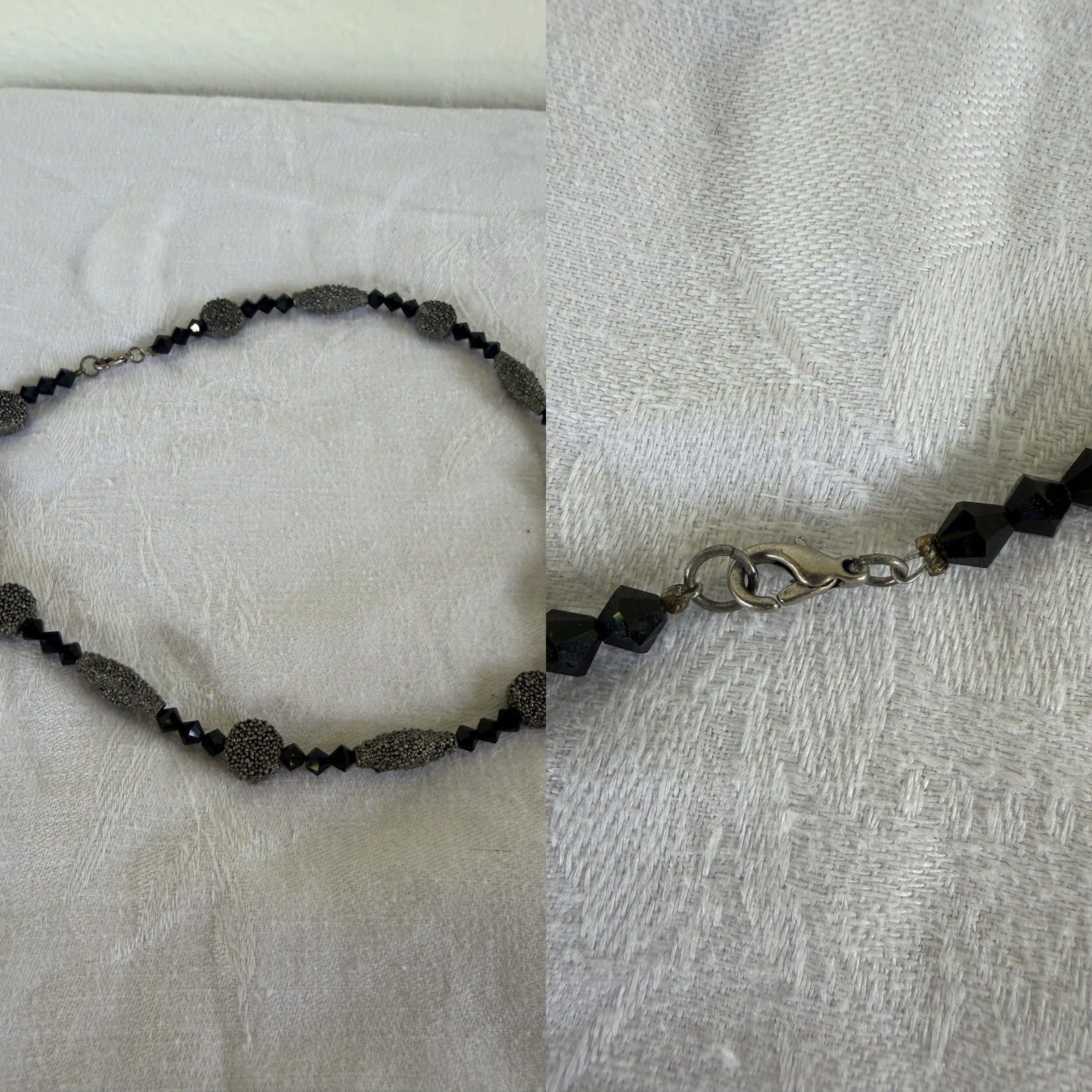 Black and Grey Beaded Necklace with Silver-Tone Lobster Clasp - photo 5