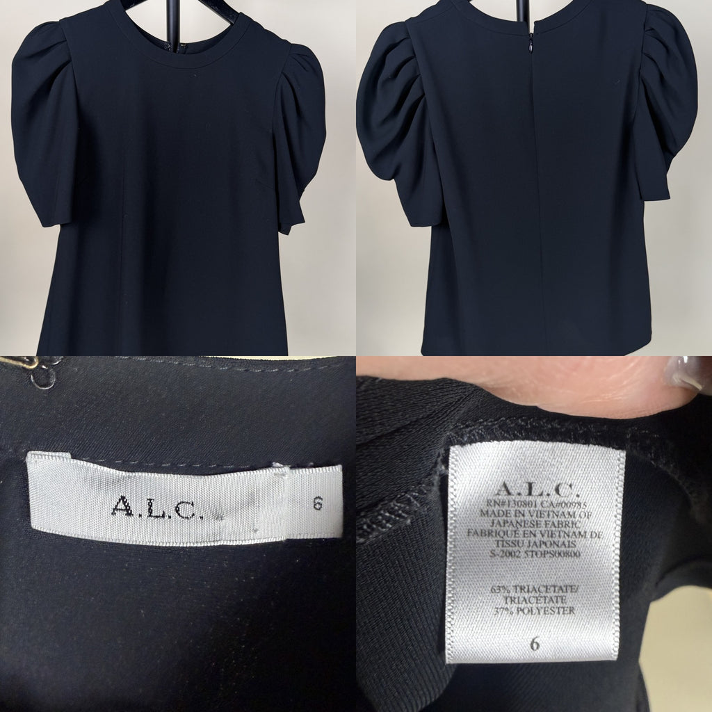 A.L.C. Black Puff-Sleeve Blouse in 63% Triacetate / 37% Polyester - photo 6