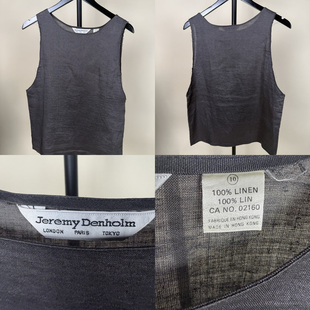Jeremy Denholm Dark Charcoal Grey Linen Tank Top - photo 6