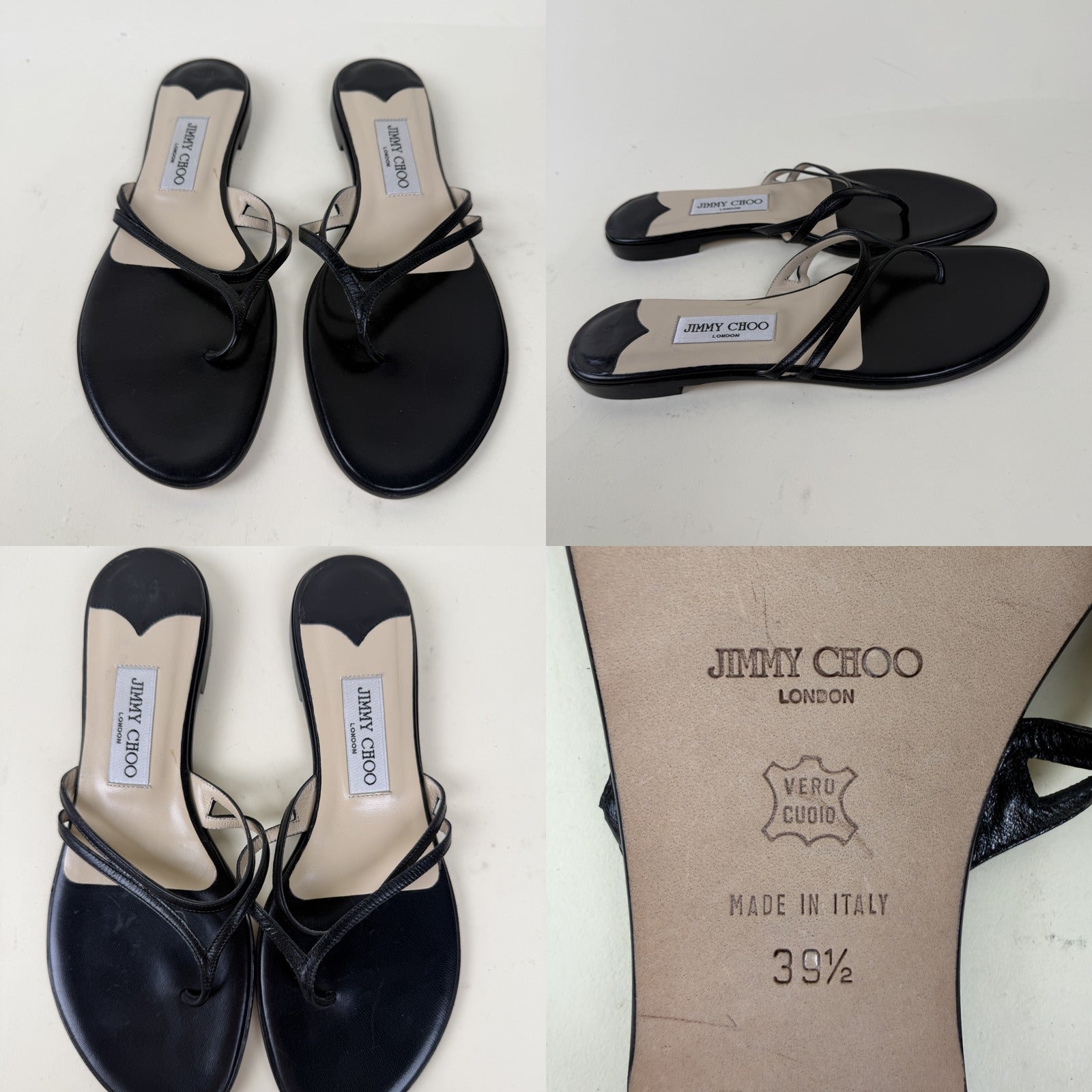 Jimmy Choo Flat Thong Sandals with Woven Insole Label and VERU CUOIO Outsole - photo 4