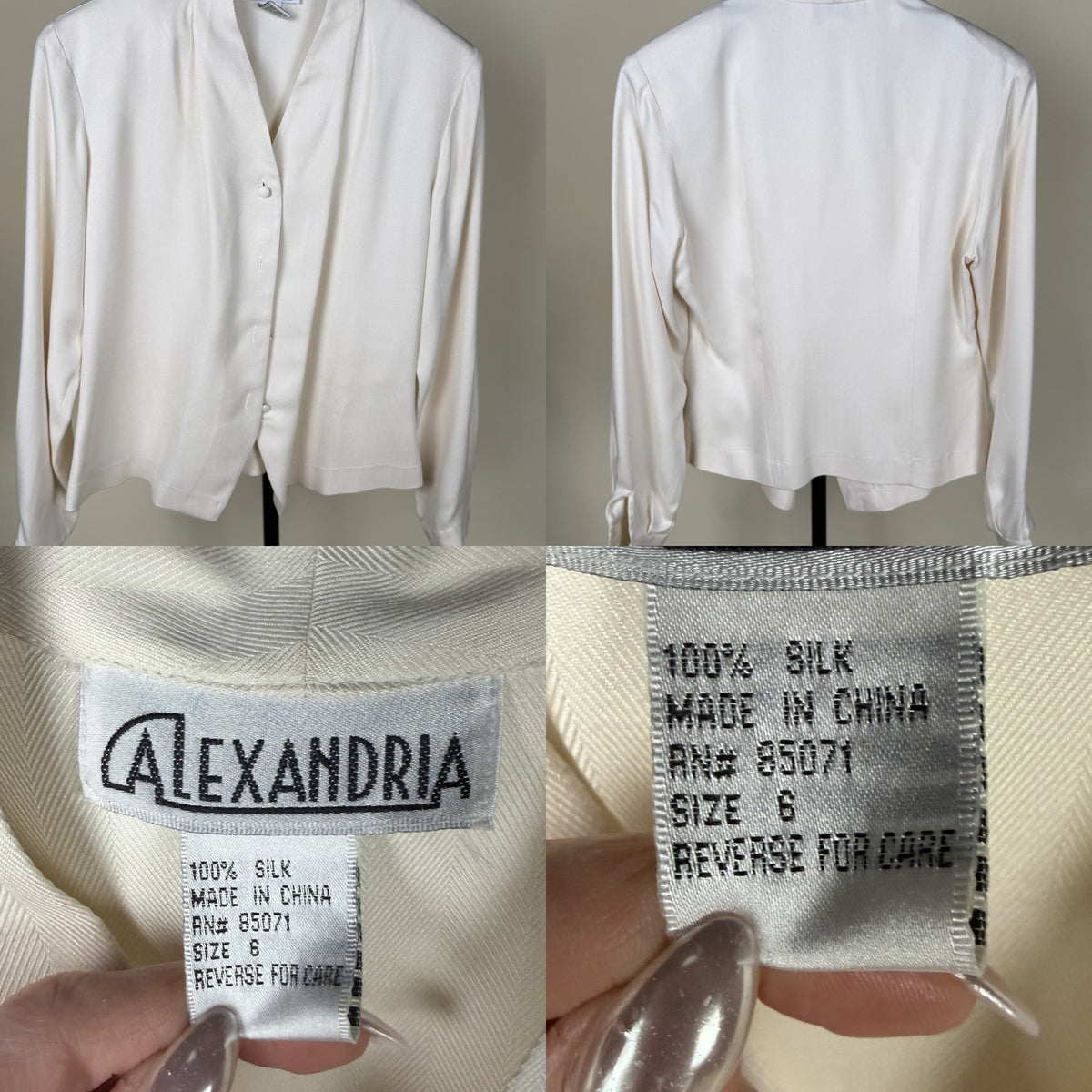 Alexandria 100% Silk Herringbone Wrap Blouse - photo 6