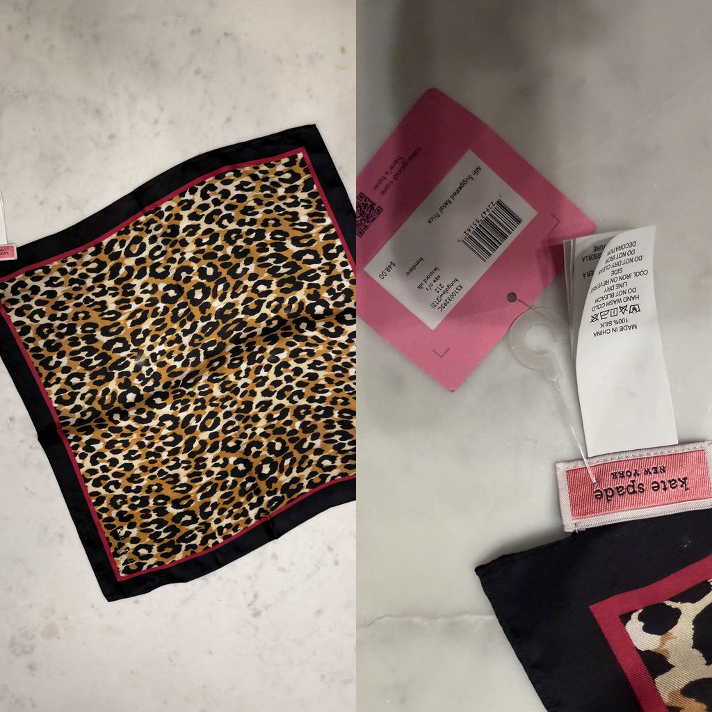 Kate Spade New York Leopard Silk Square Scarf with Black and Pink Borders - photo 5