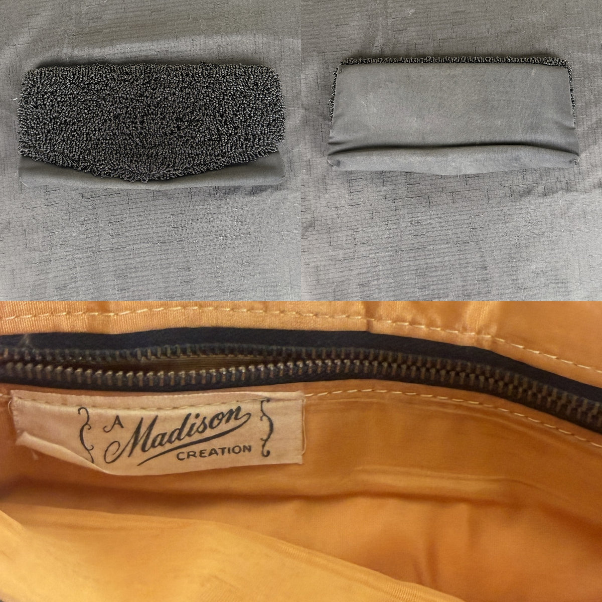 Black Seed-Beaded Evening Clutch with Gold-Lined Interior - A Madison Creation - photo 6