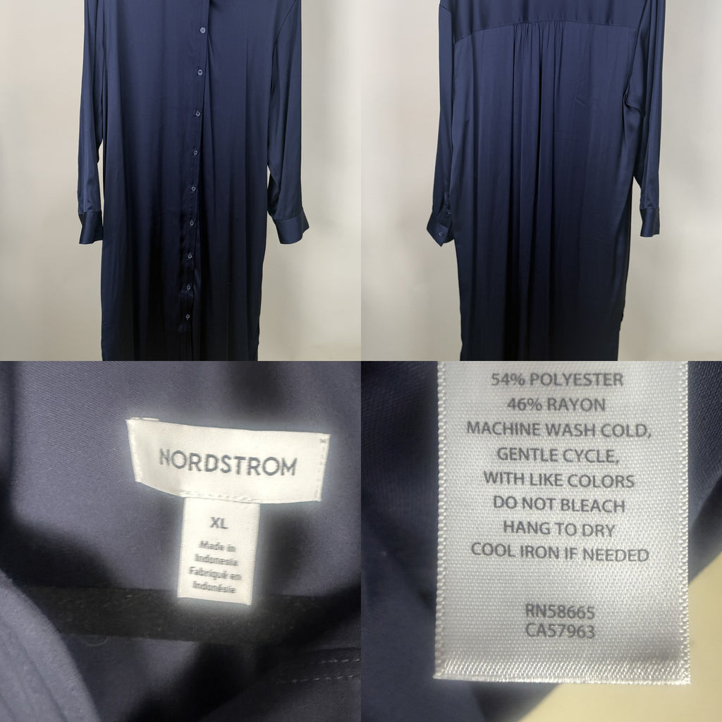 Nordstrom Navy Long-Sleeve Midi Shirtdress - photo 6