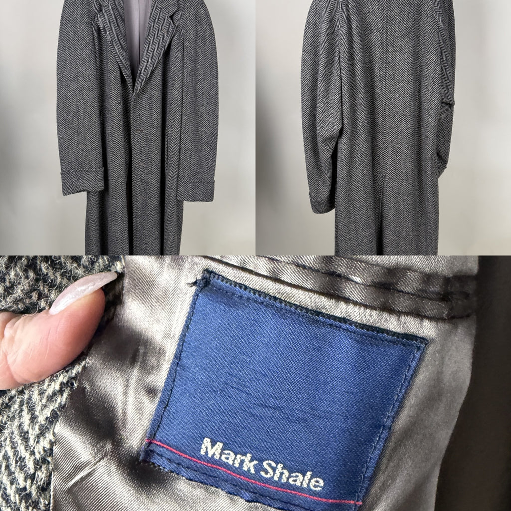 Mark Shale Wool Overcoat - Large-Scale Herringbone Pattern - photo 6