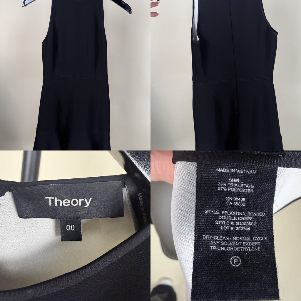 Theory Black Fit-and-Flare Mini Dress with Bonded Double Crepe Fabric - photo 6