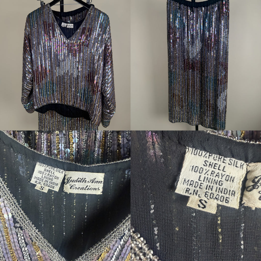 Judith Ann Creations Iridescent Sequin Top and Midi Skirt Set (S) - photo 6