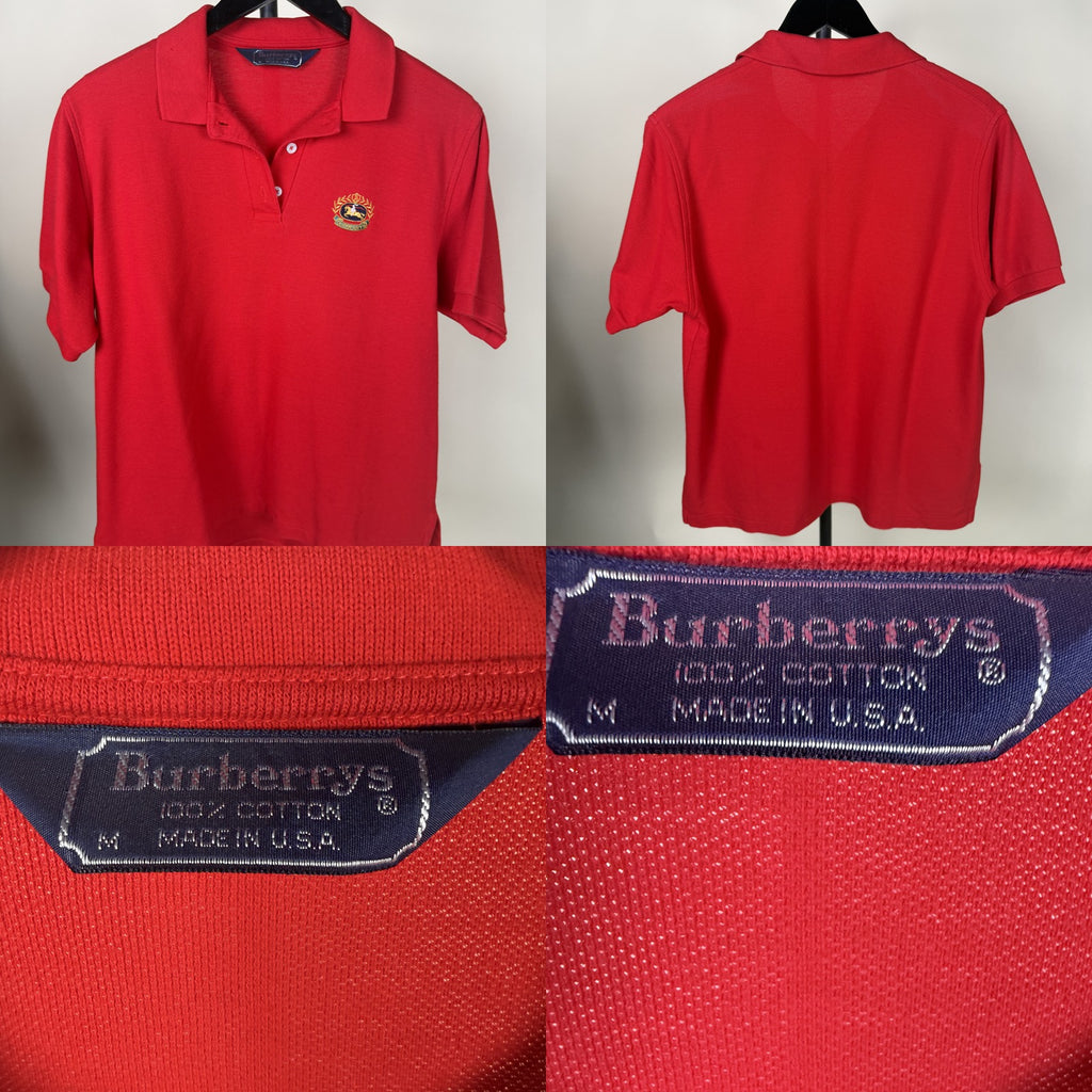 Burberrys Red Piqué Polo Shirt with Embroidered Crest - photo 6