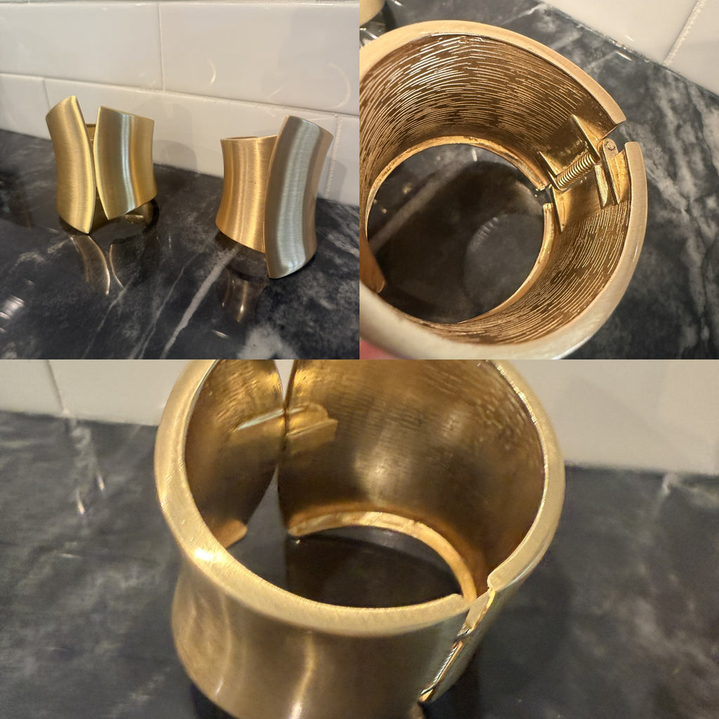 Two Wide Gold-Tone Metal Cuff Bracelets - photo 6