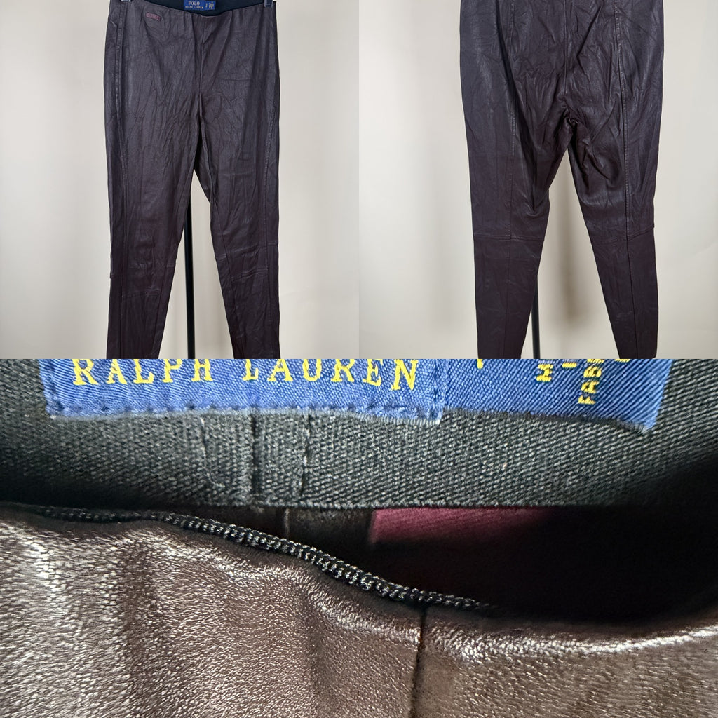 Polo Ralph Lauren Slim Leather-Look Trousers in Dark Burgundy/Oxblood - photo 5