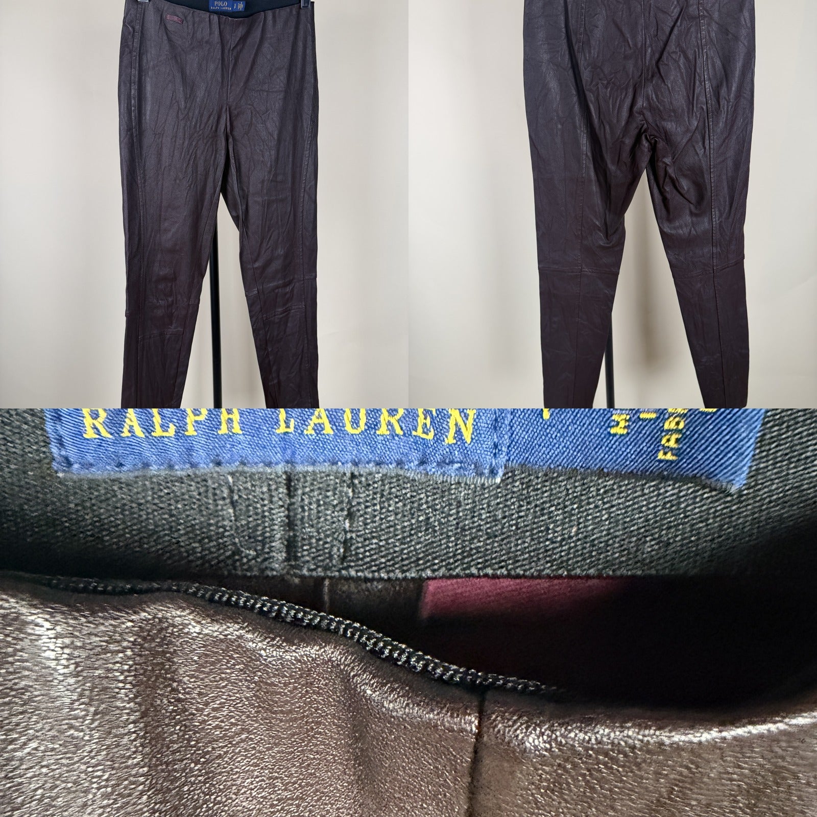 Polo Ralph Lauren Slim Leather-Look Trousers in Dark Burgundy/Oxblood - photo 5