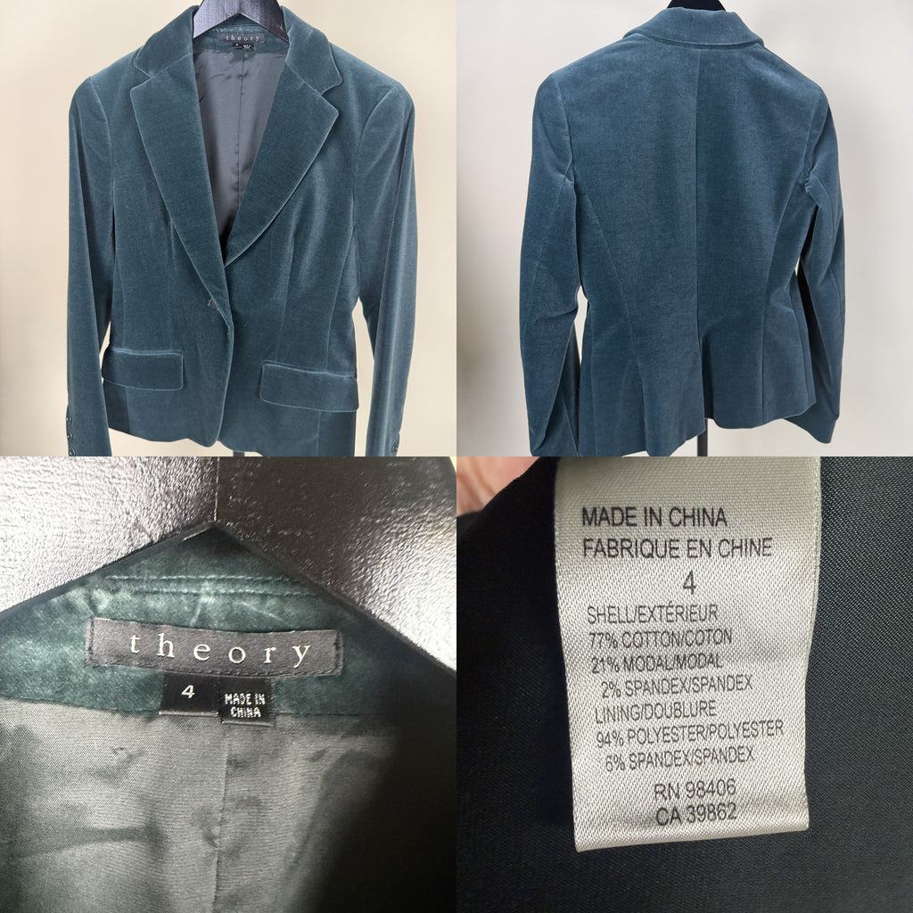Teal Velvet Blazer by Theory - photo 6