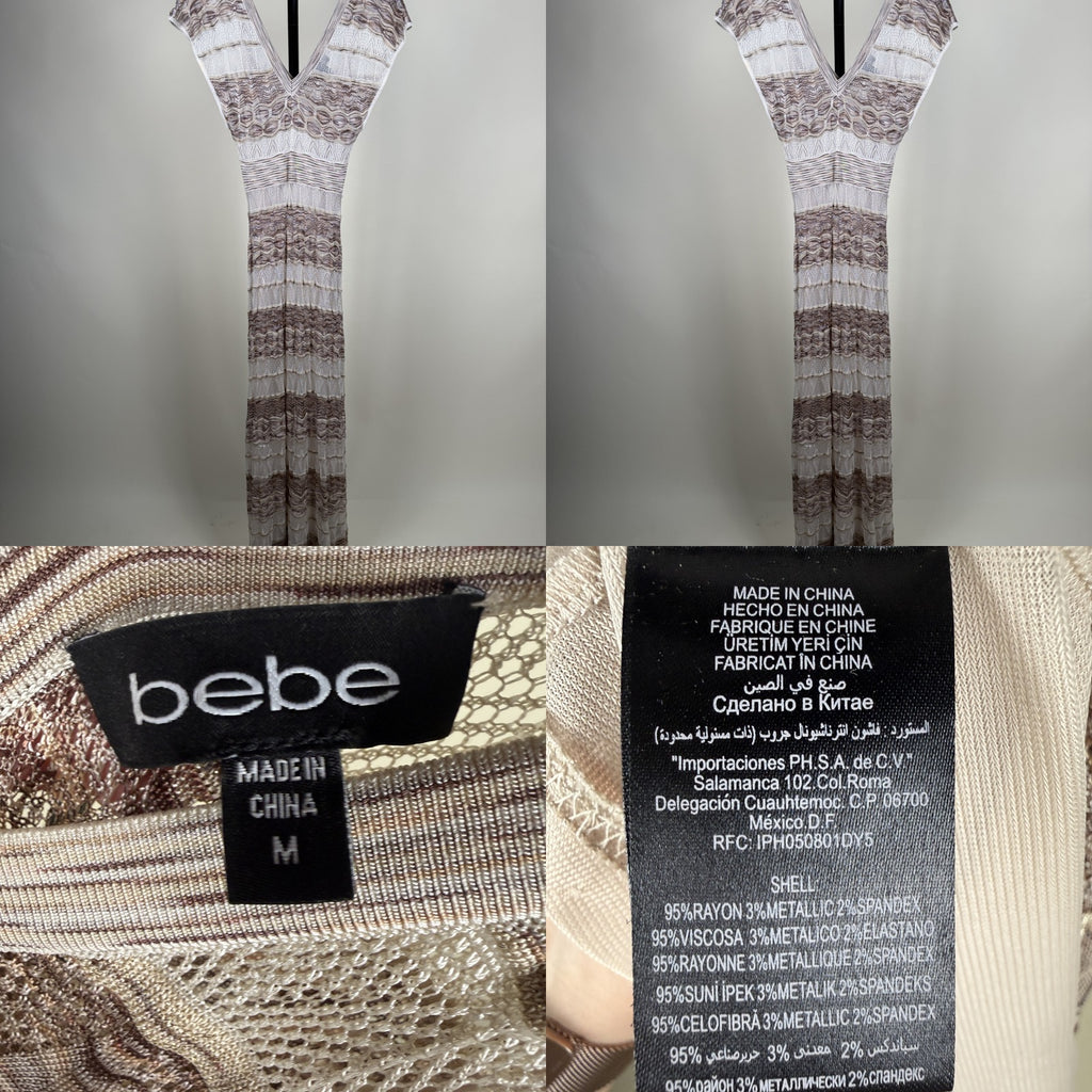 bebe Knit Maxi Dress with Horizontal Stripes and Open-Knit Texture - photo 6