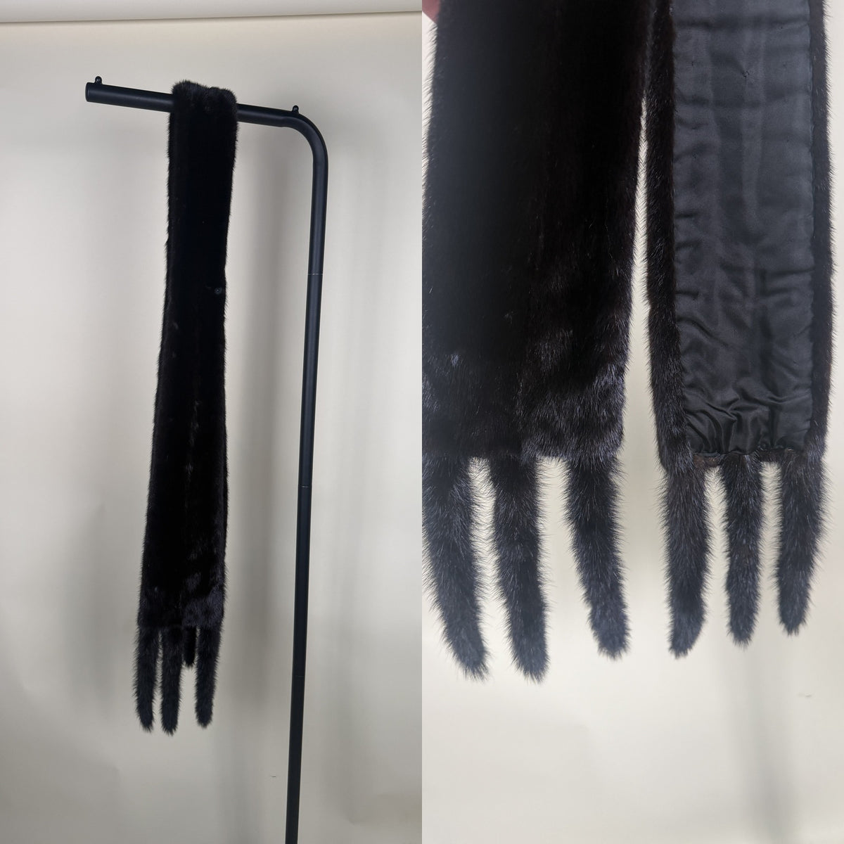 Black Fur Stole with Tassel Fringe Ends - photo 5