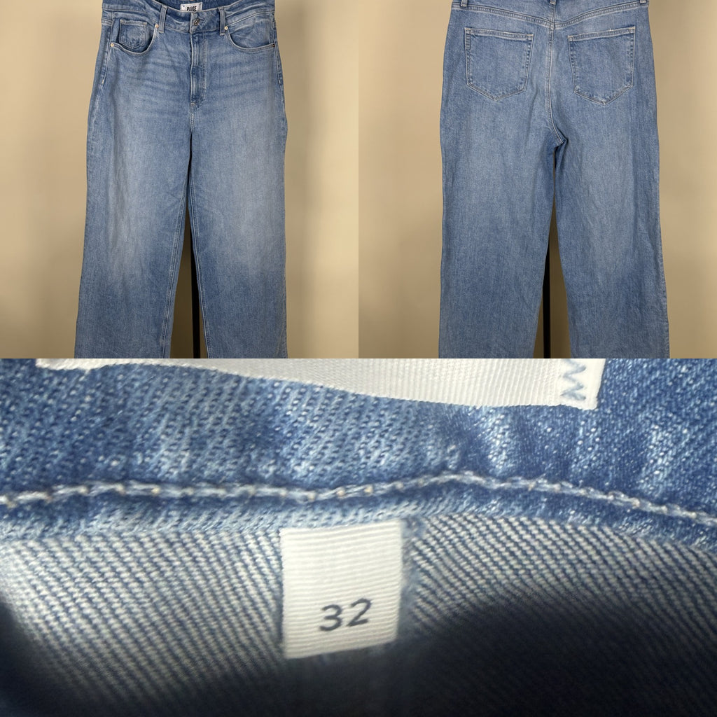 PAIGE Wide-Leg Cropped Denim Jeans in Light Blue Medium-Wash - photo 6