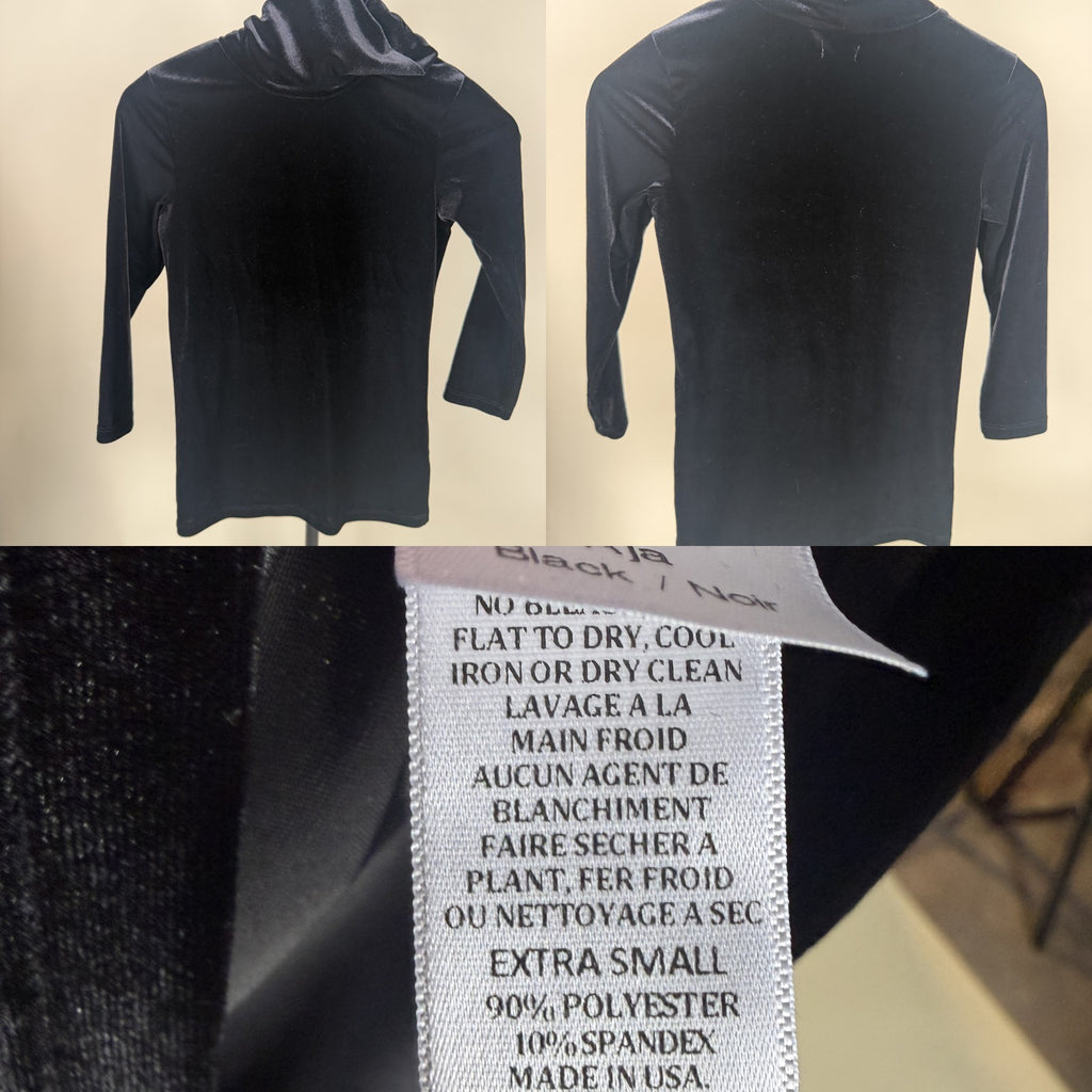 L'Agence Black Stretch Velvet Turtleneck Top - photo 6