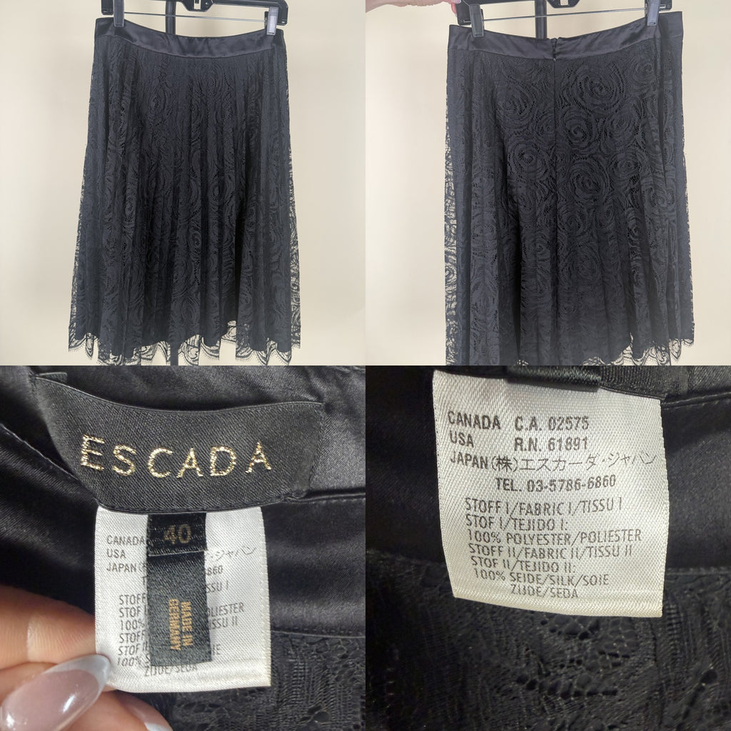 ESCADA Black Lace Midi Skirt with Floral Motif - photo 6