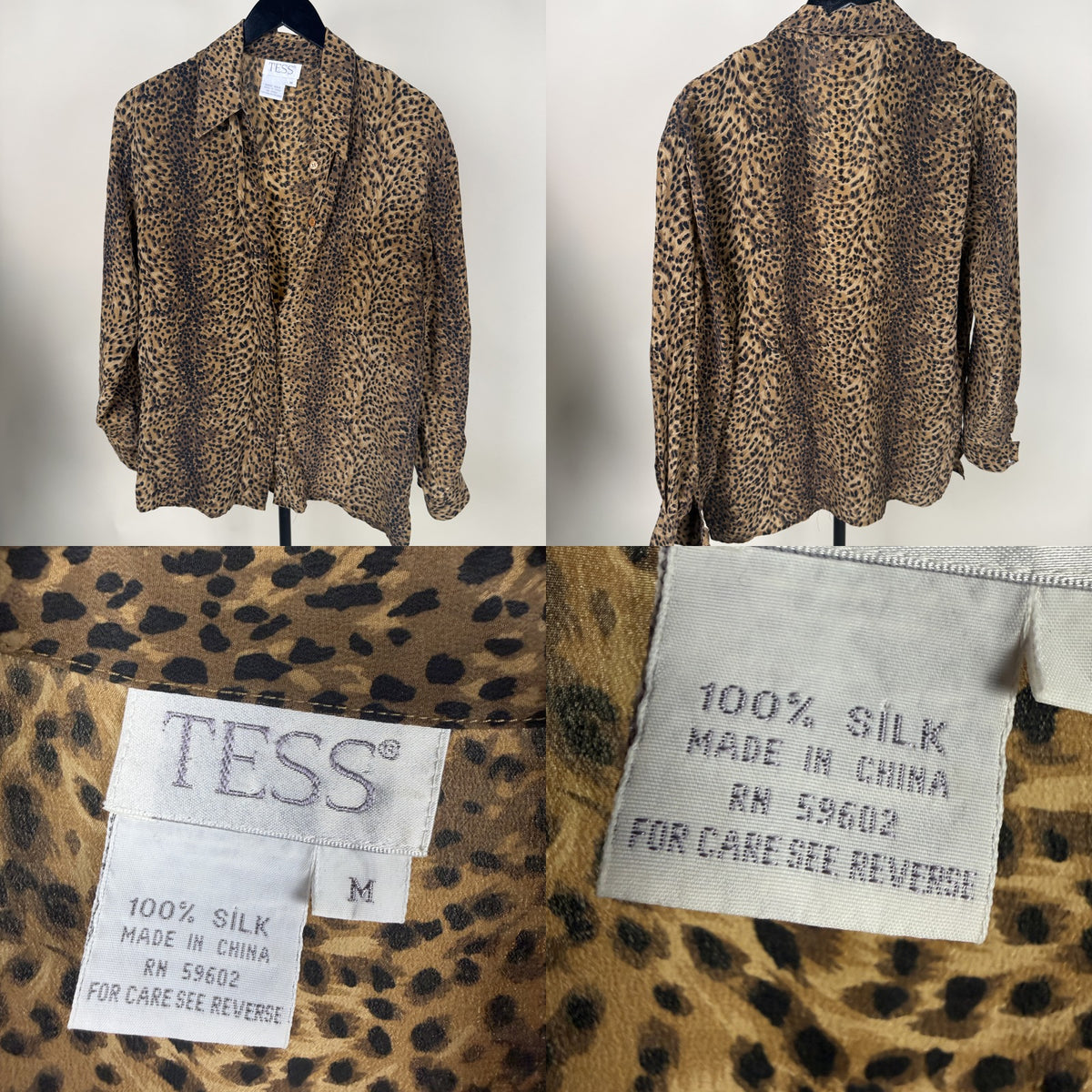 TESS Leopard Print Silk Long-Sleeve Button-Down Blouse - photo 6