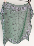 Diane Gilman Mid-Century Floral & Bird Print Silk Scarf