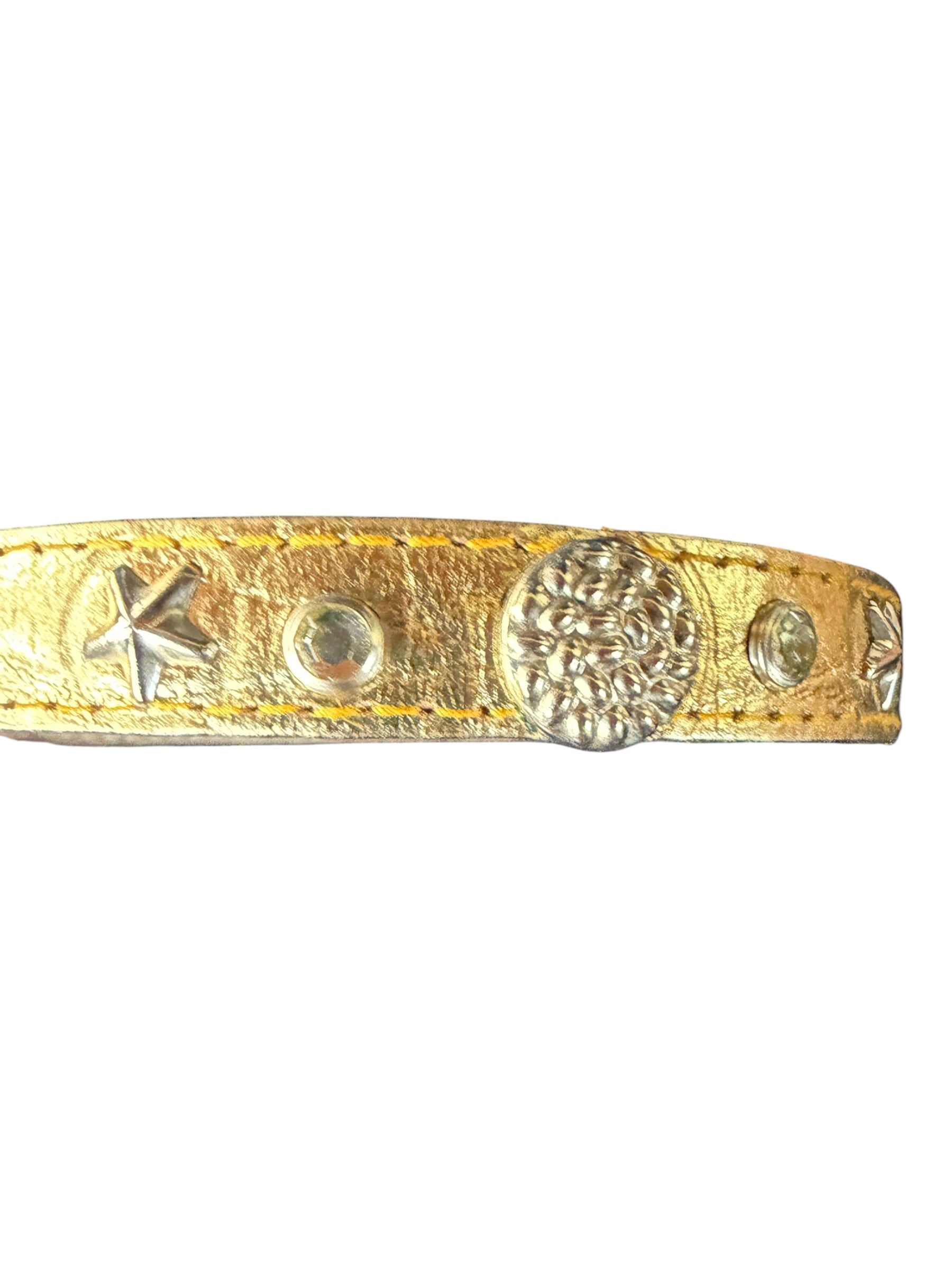 Gold Choker Necklace with Star and Circular Stud Details