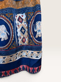 Vonn Patterned Skirt with Elephant, Geometric & Striped Motifs in Navy, Orange, Red & White