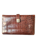 RRL Vintage Leather Wallet with Crocodile Embossing