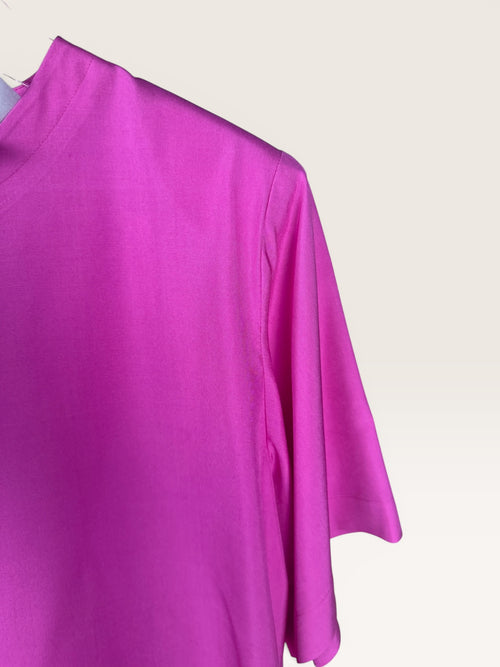 2567 Purple Silk Blouse with Boxy Silhouette