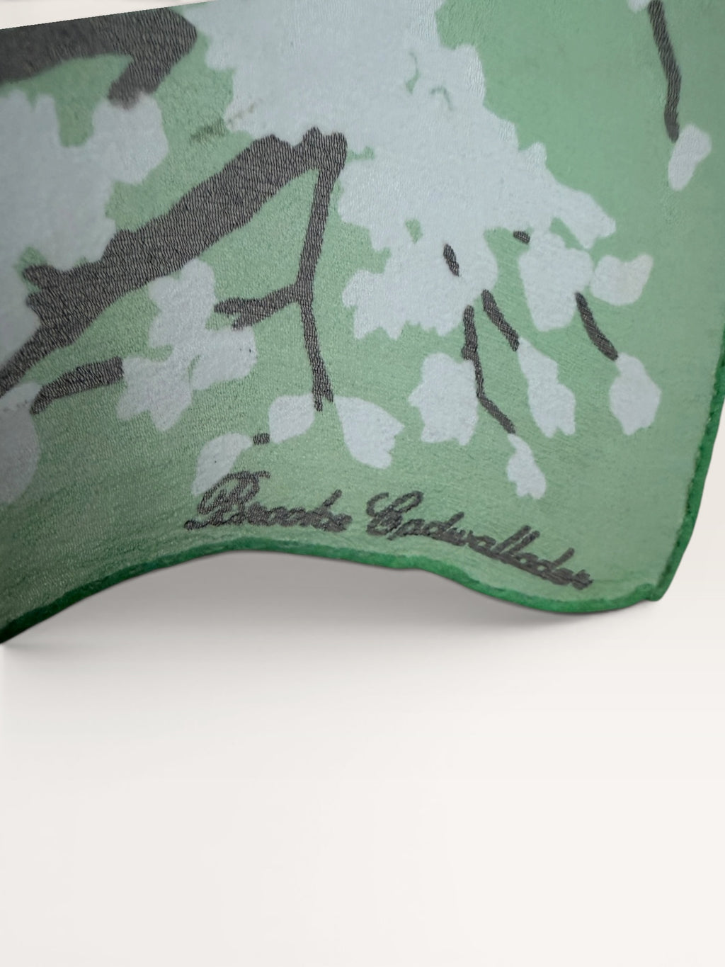 Diane Gilman Mid-Century Floral & Bird Print Silk Scarf