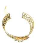 Gold-Toned Cuff Bracelet with Black Cabochon Gemstone