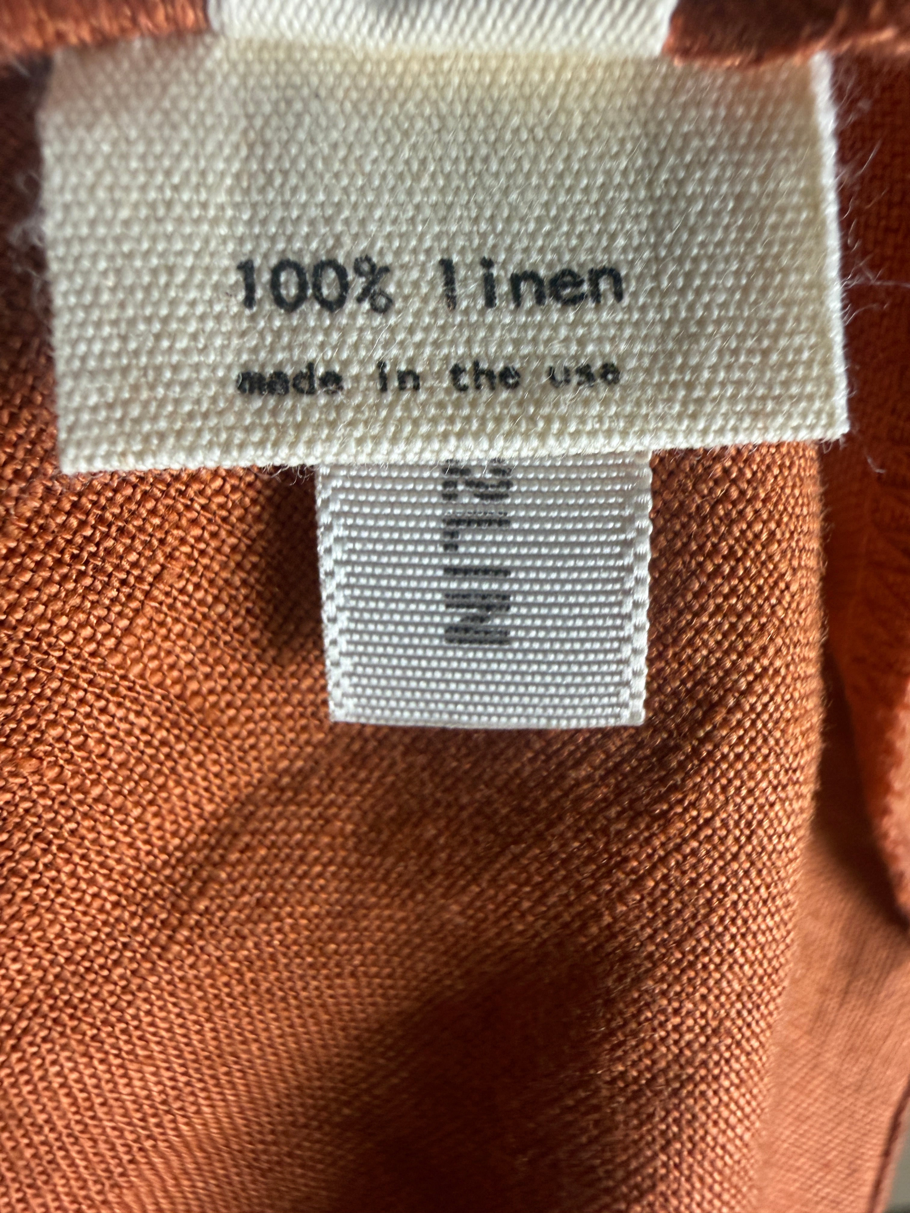L'AGENCE Rust/Burnt Orange Linen Tunic with Lace-Up Neckline - photo 9