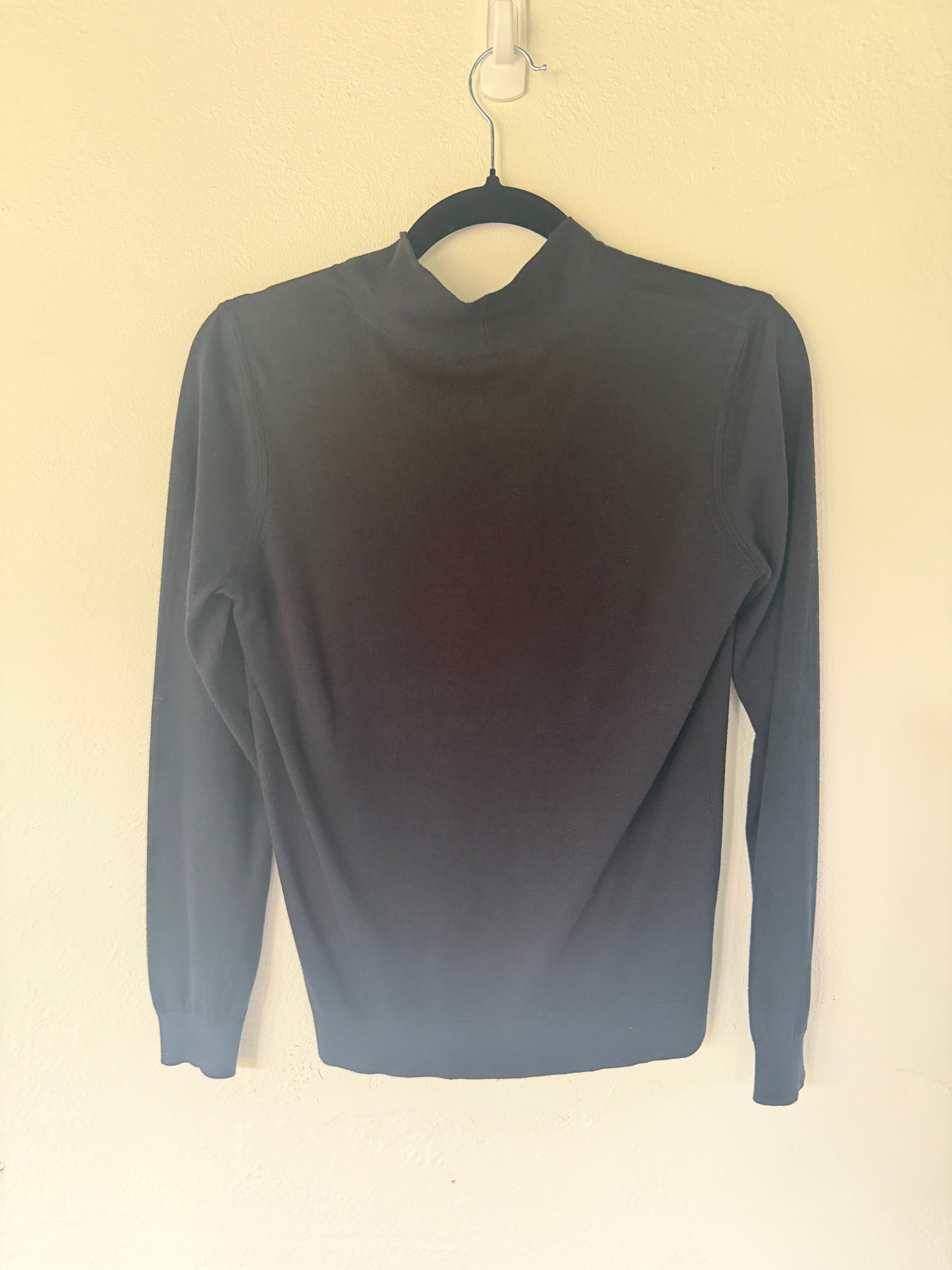 Pendleton Petite Fine-Knit Shawl Collar Sweater in Dark Navy to Grey-Blue Gradient - photo 3