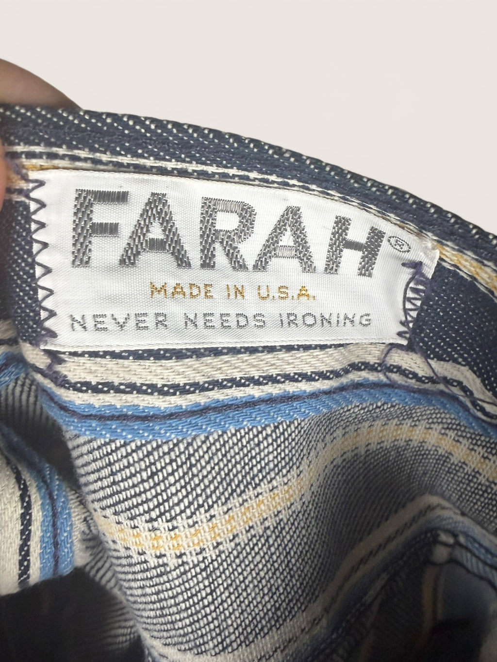 Farah Mid-20th Century Striped Trousers in Navy, Light Blue, and Yellow