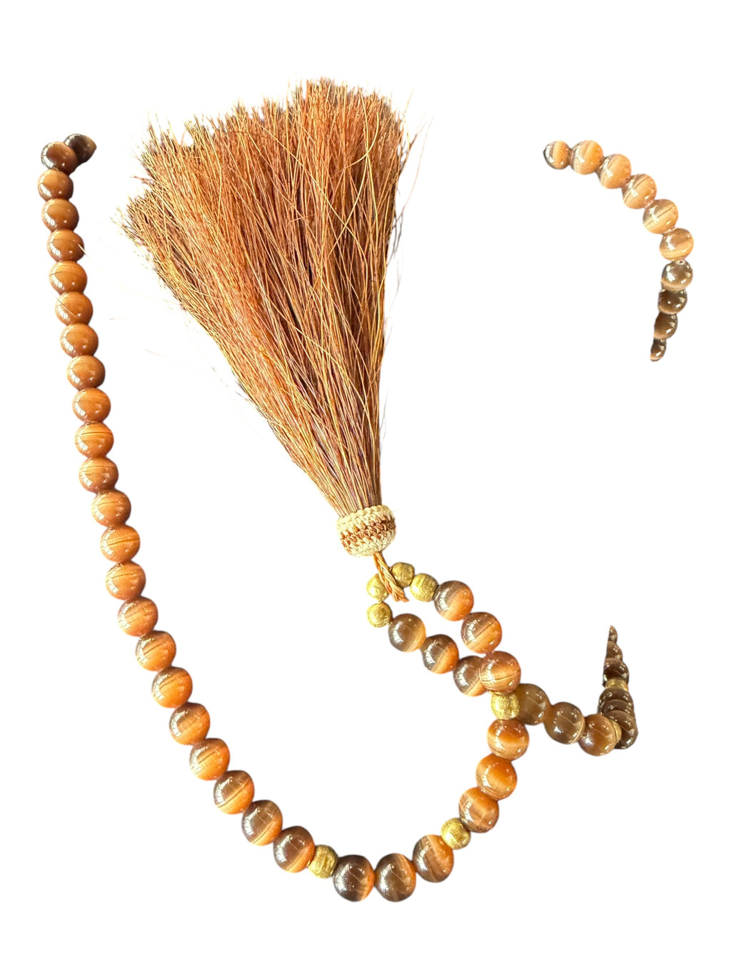 Saoryingy Orange-Brown Beaded Necklace with Tassel