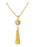 GELI'S Gold Necklace with Engraved Pendant and Pearl Accents