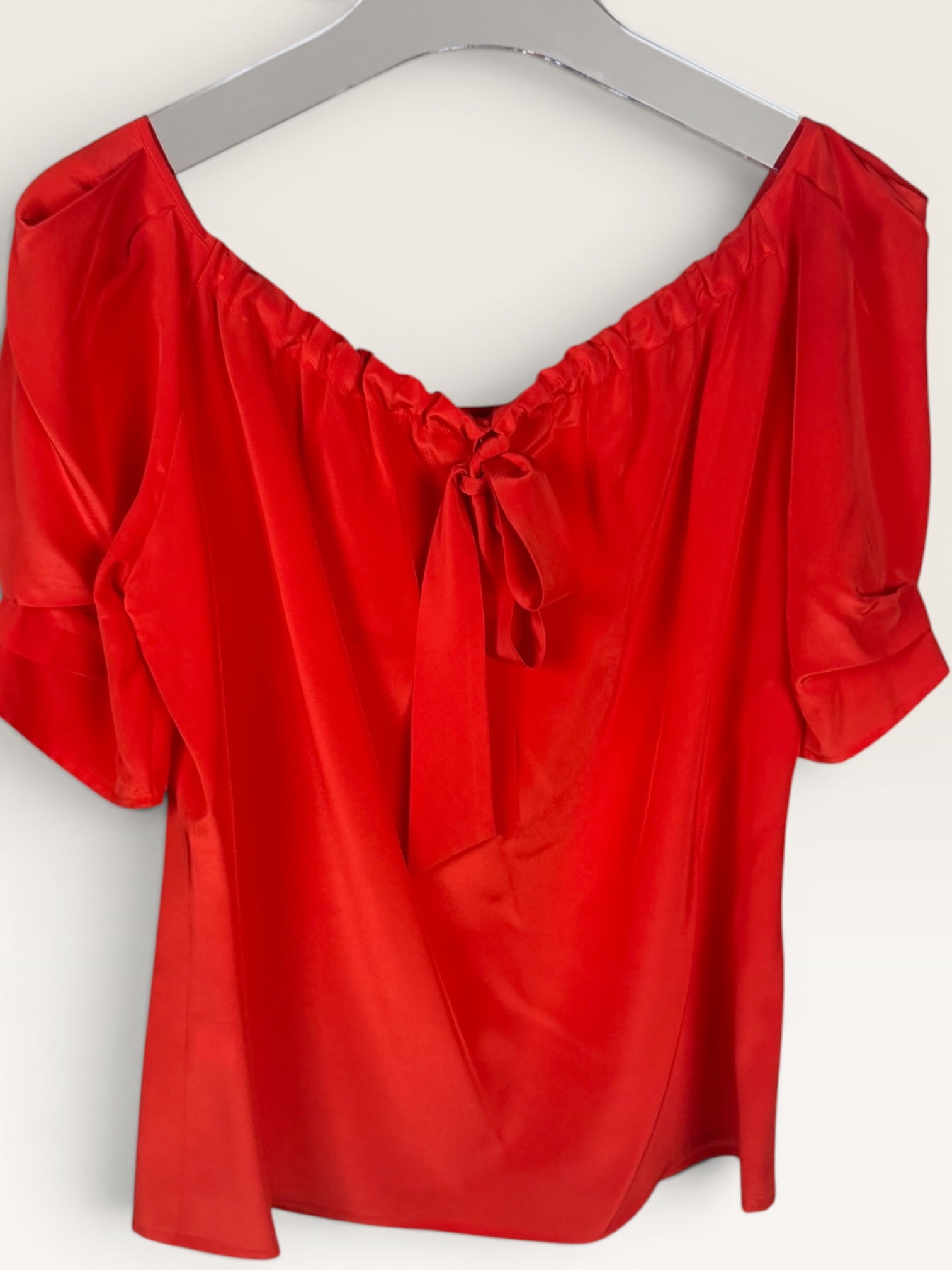 Antonio Melani Red Off-the-Shoulder Top with Puff Sleeves