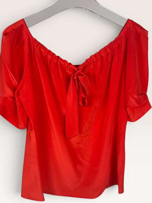 Antonio Melani Red Off-the-Shoulder Top with Puff Sleeves