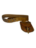Brown Leather Belt with SOMEBODY Text and Zipper Pocket