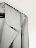 Halston Gray Satin Trench Coat