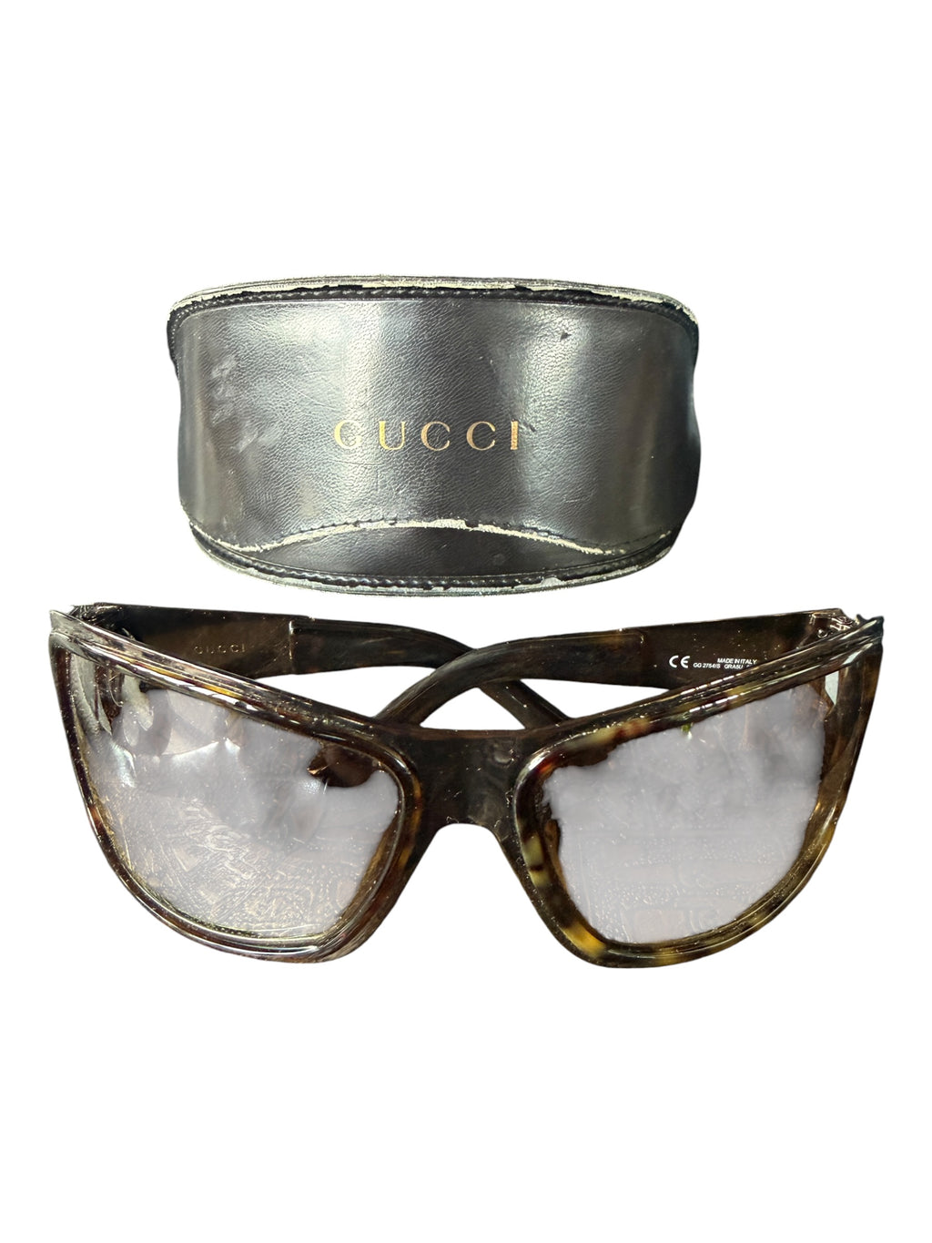 Gucci Tortoiseshell Wrap-Around Sunglasses