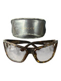 Gucci Tortoiseshell Wrap-Around Sunglasses